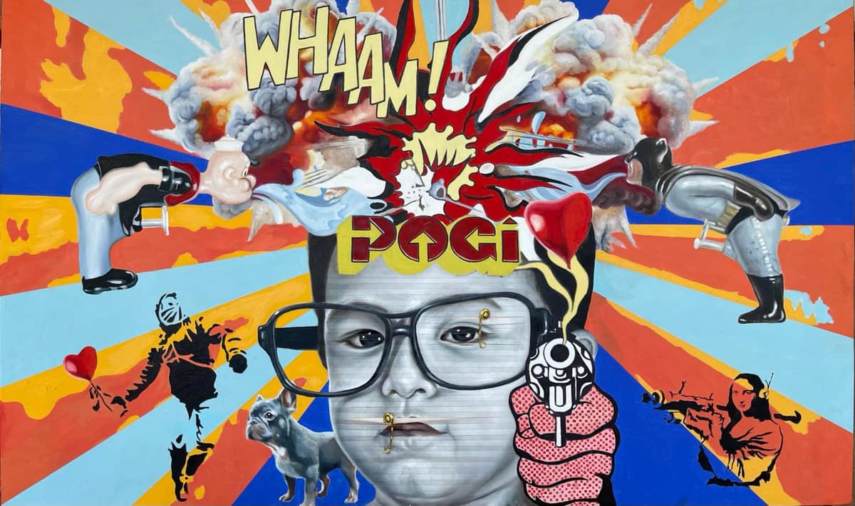 ‘Pogi’ 36 by 60 inches, oil on sliced canvas, 2024.